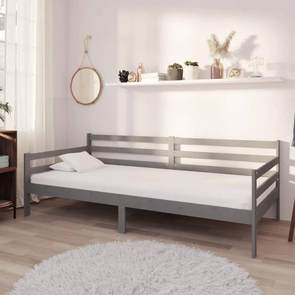3083586 vidaXL Sofá-cama com colchão 90x200 cm pinho maciço cinzento