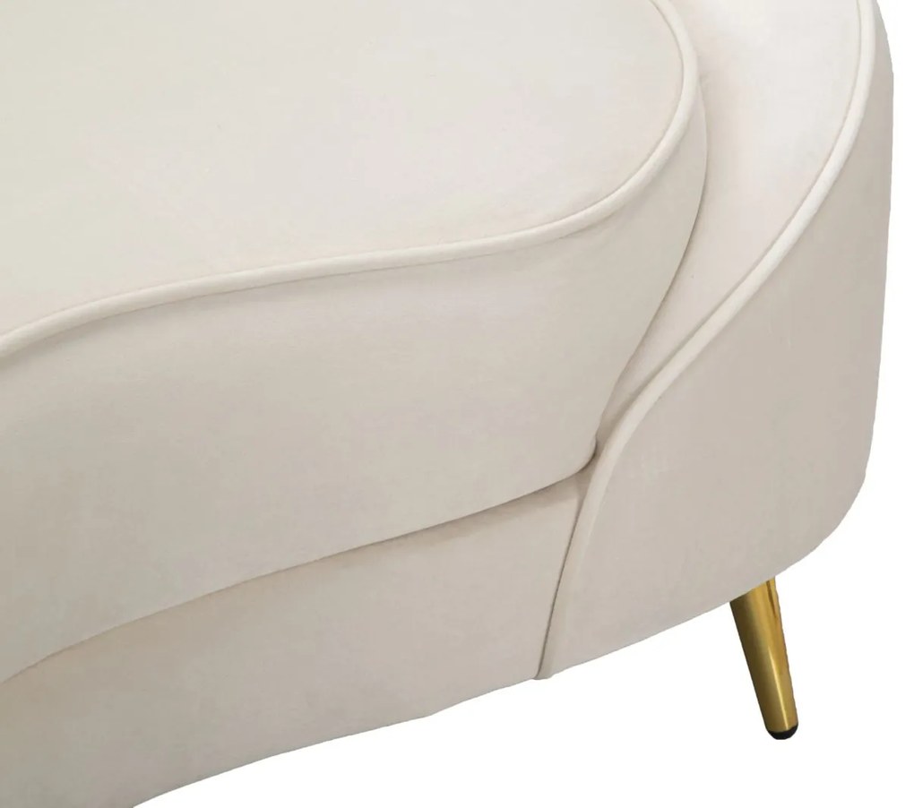 SOFÁ DE 2 LUGARES COM ALMOFADAS 148X84X68 CM CREME E DOURADO
