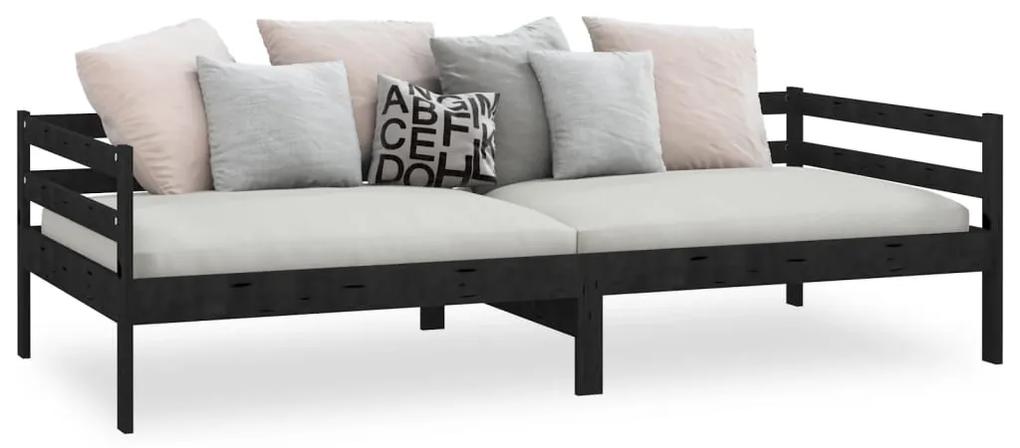 Sofá-cama 90x200 cm madeira de pinho maciça preto