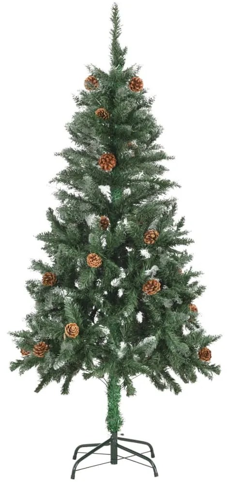 Árvore de Natal artificial com pinhas e brilho branco 150 cm