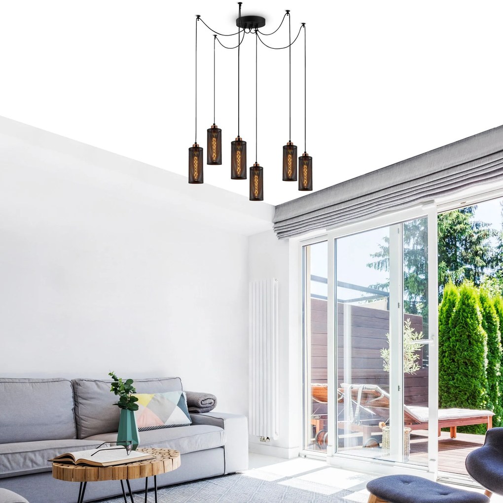 Candeeiro de Teto Amasra – Preto e Bronze – 130 x 10 cm