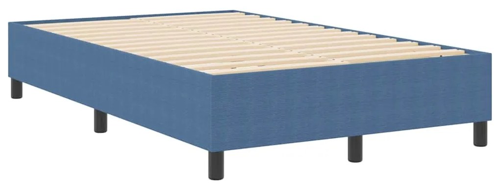 Cama Box Spring vidaXL Azul Pequena Dupla Tecido de Corduroy