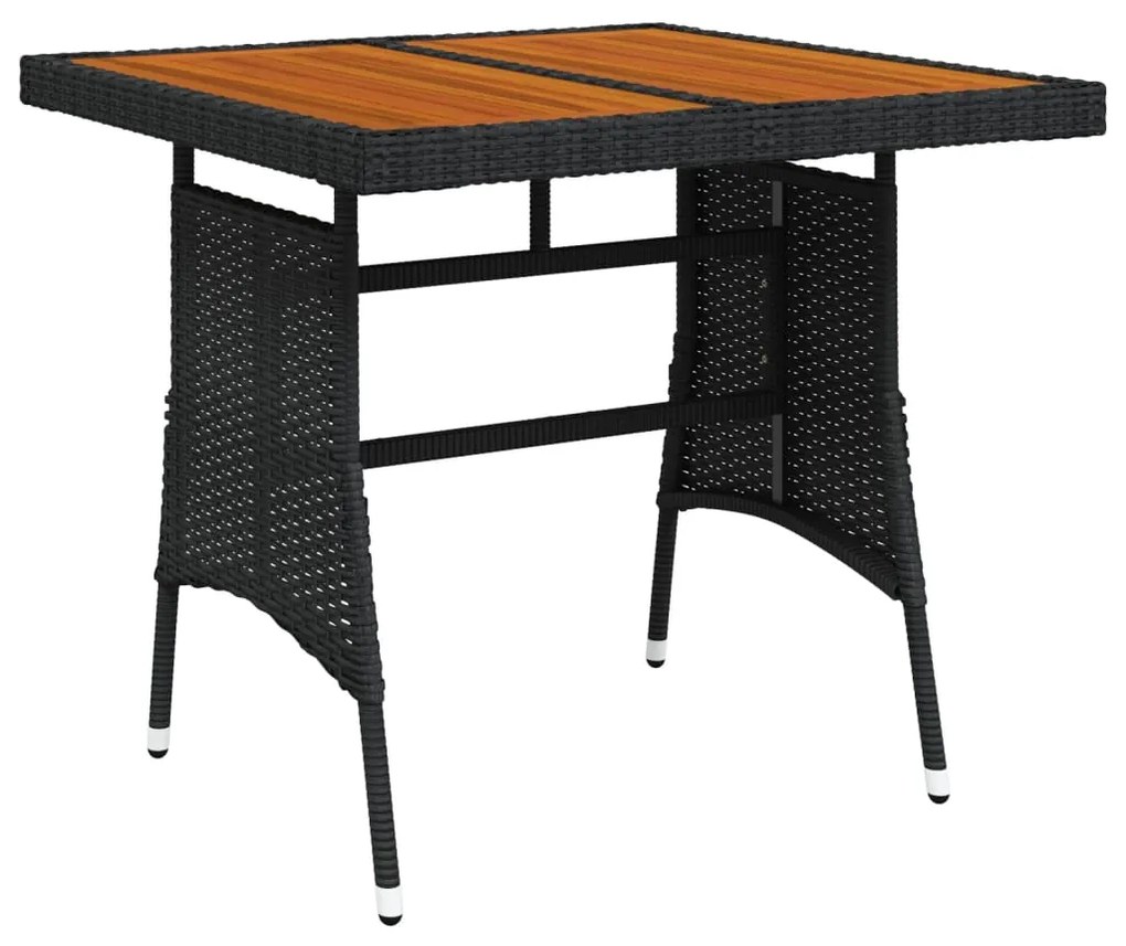 Mesa de jardim 70x70x72 cm vime PE e acácia maciça preto