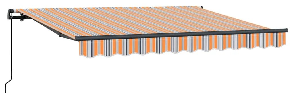 Toldo Retrátil Manual Amarelo e Laranja e Branco