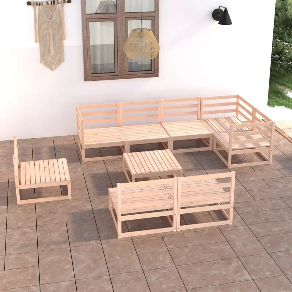 vidaXL 9 pcs conjunto lounge de jardim pinho maciço
