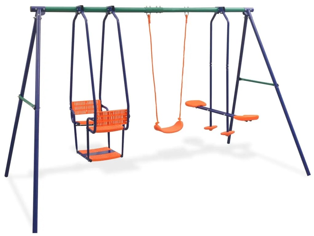 91357 vidaXL Conjunto de baloiços com 5 lugares laranja