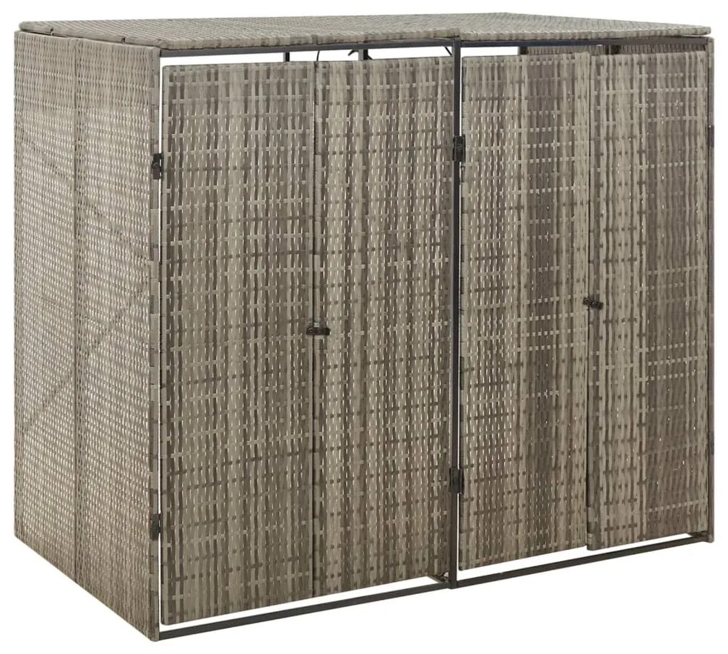 vidaXL Unidade dupla p/ caixotes do lixo 140x80x117 vime PE cinza