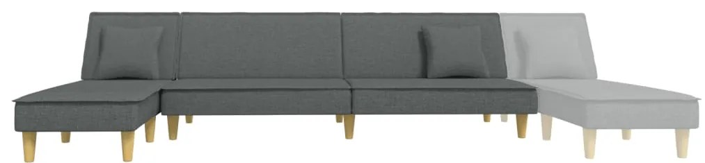 Sofá-cama em forma de L 255x140x70 cm tecido cinzento-escuro