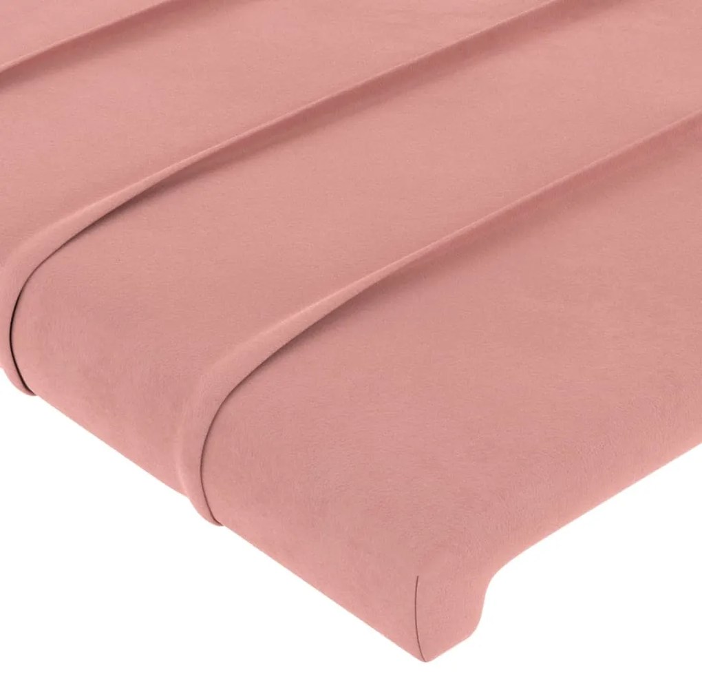 Cabeceira de cama c/ luzes LED veludo 200x5x118/128 cm rosa