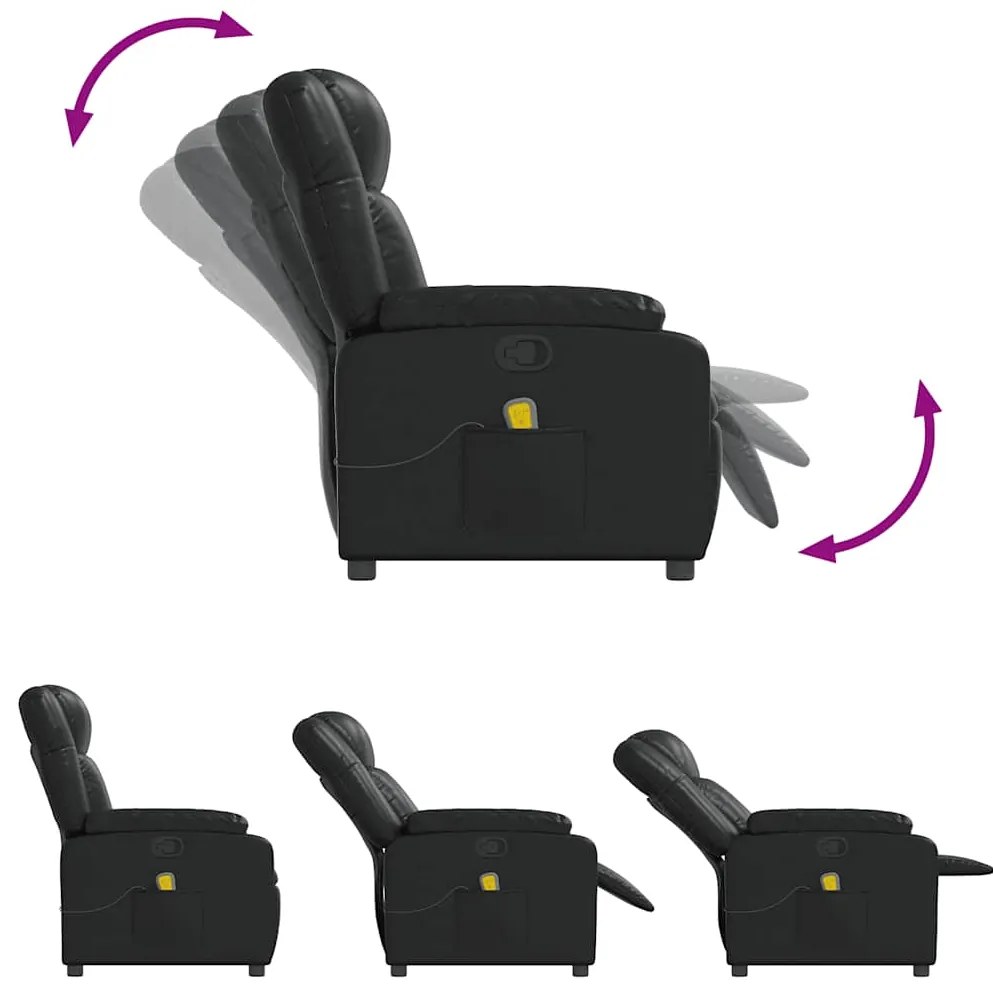 Poltrona de massagens reclinável couro artificial preto