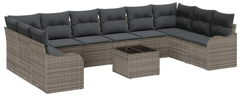Conjunto de Sofá de Jardim de 10 Peças com Almofadas em Rattan Polimér