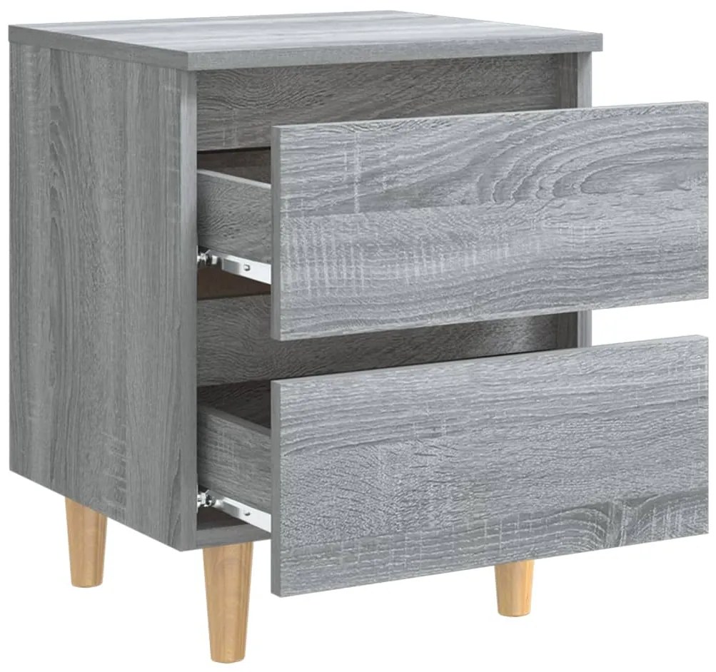 Mesas cabeceira c/ pernas madeira 2pcs 40x35x50 cm sonoma cinza