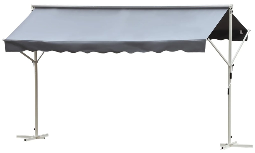 Toldo de pé 300x300x250 cm com manivela ângulo ajustável portátil para jardim terraço pátio cinza