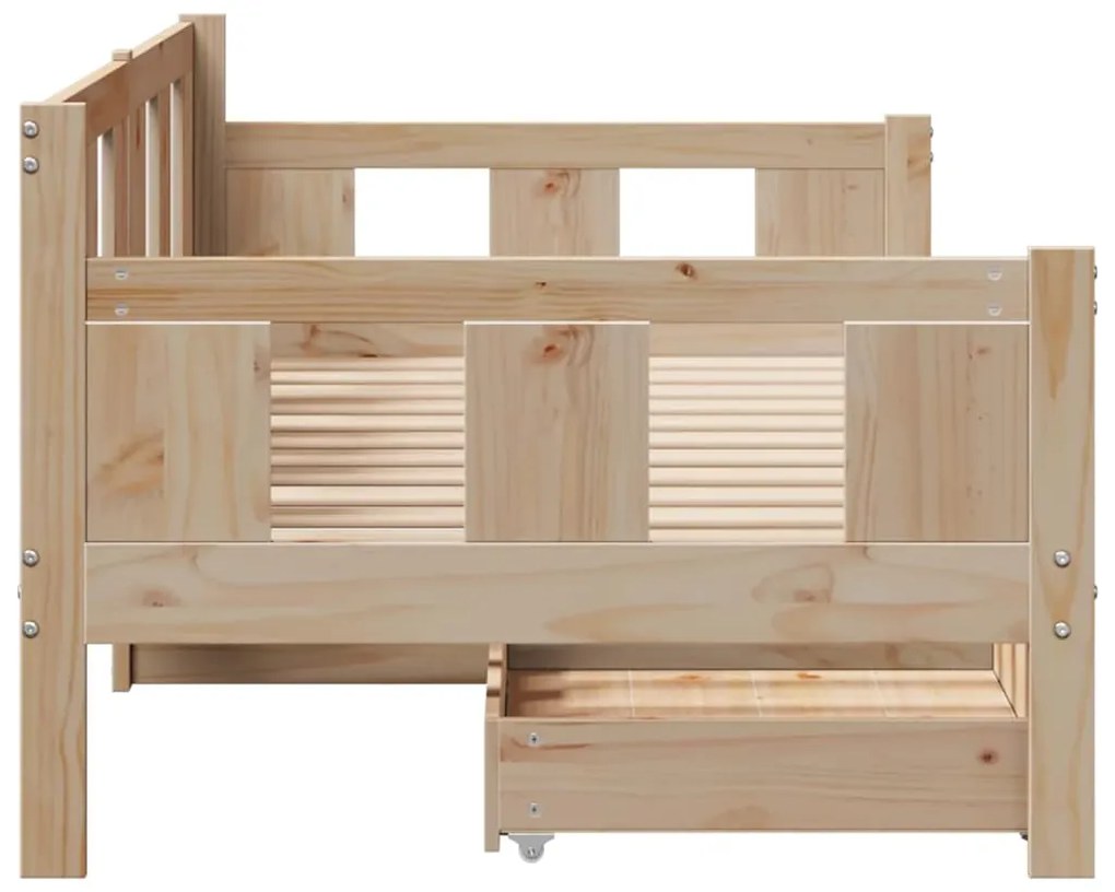 Sofá-cama com gavetas 90x190 cm madeira de pinho maciça