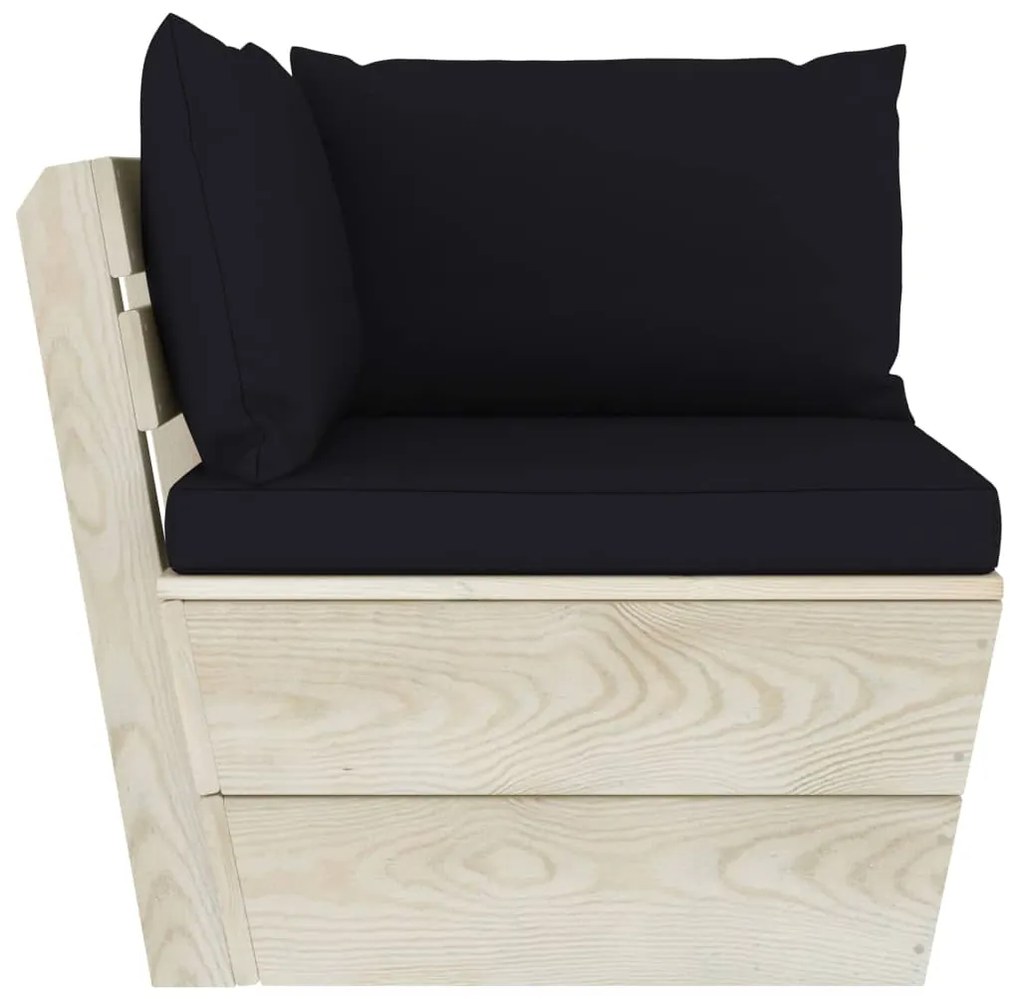 6 pcs conjunto lounge de paletes + almofadões madeira de abeto