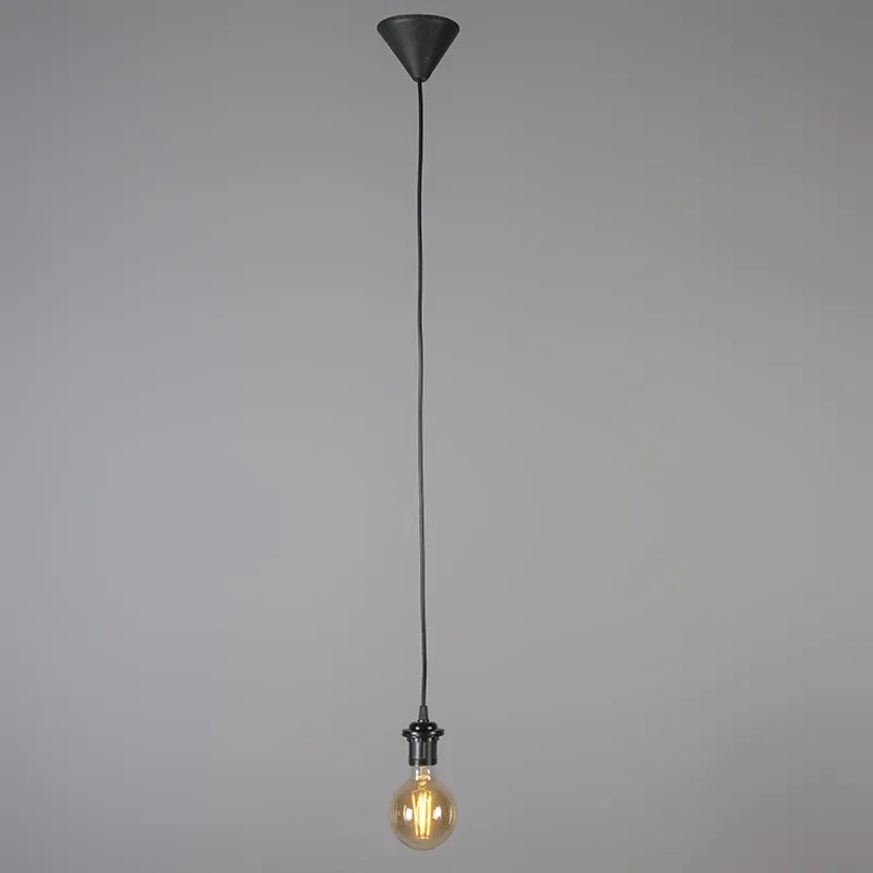 Candeeiro de suspensão moderno preto com cúpula branca 45 cm - Pendant Moderno