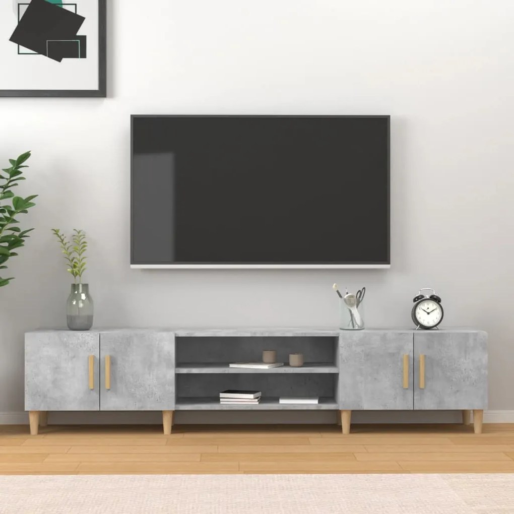 816260 vidaXL Móvel de TV 180x31,5x40 cm derivados de madeira cinza cimento