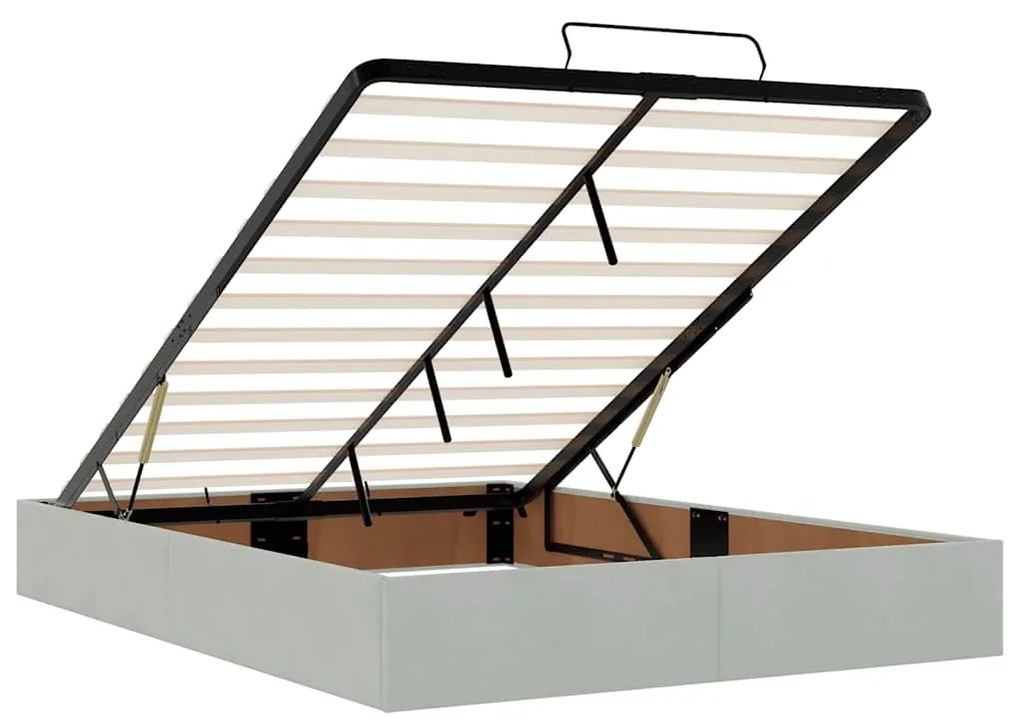 Otomano Bed Frame No Colchão Cinzento Claro 140x190 cm Veludo