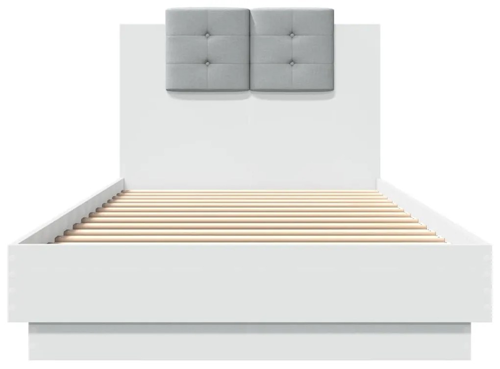 Estrutura de cama com cabeceira e luzes LED 90x200 cm branco