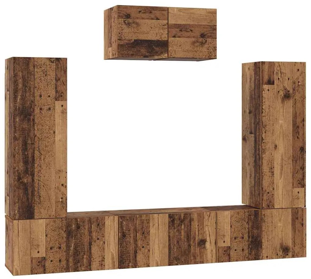 Conjunto de móvel de TV 7 pcs Madeira Antiga 180 x 30 x 120 cm