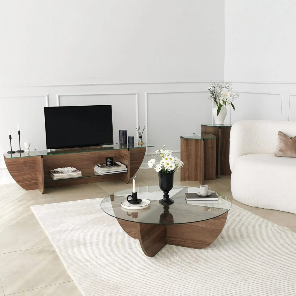 TV Stand Lily – Walnut – 158 cm x 40 cm x 35 cm