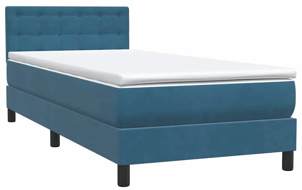 Cama com molas/colchão 80x220 cm veludo azul-escuro