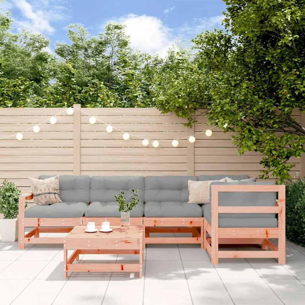 6 pcs conjunto lounge de jardim madeira de douglas maciça