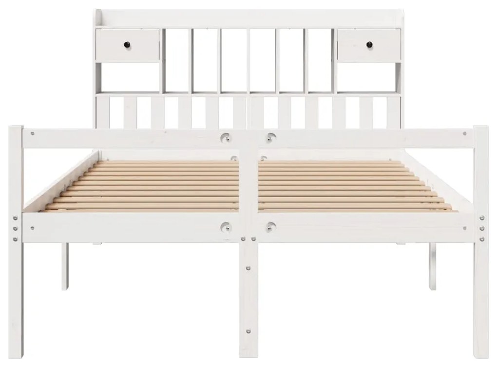 Cama com estante sem colchão 140x200 cm pinho maciço branco