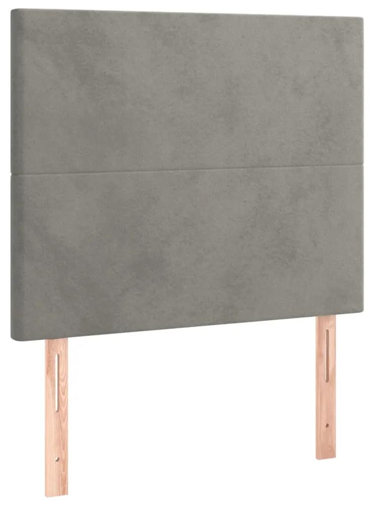 Cama com molas/colchão 80x200 cm veludo cinza-claro