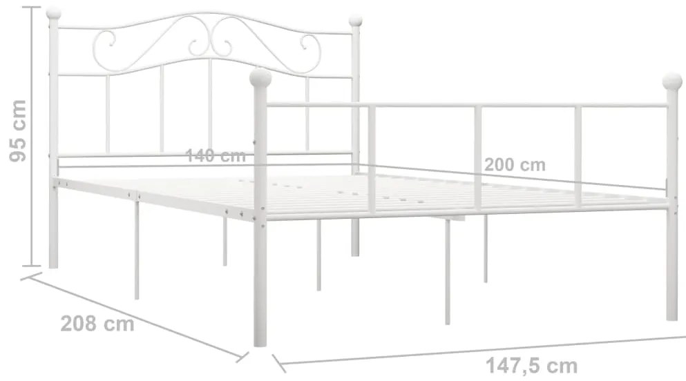 Estrutura de cama 140x200 cm metal branco