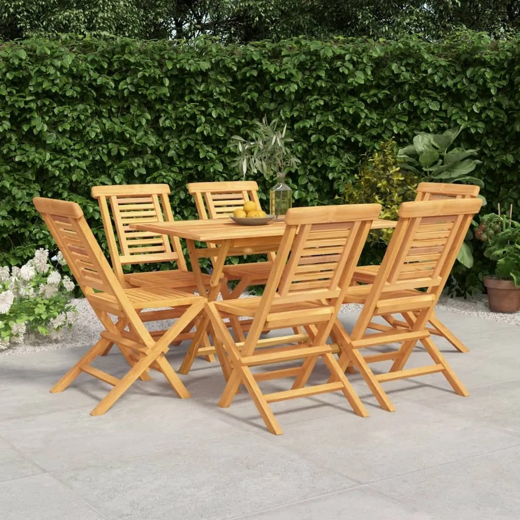 vidaXL Conjunto de jantar para jardim 7 pcs madeira de teca maciça