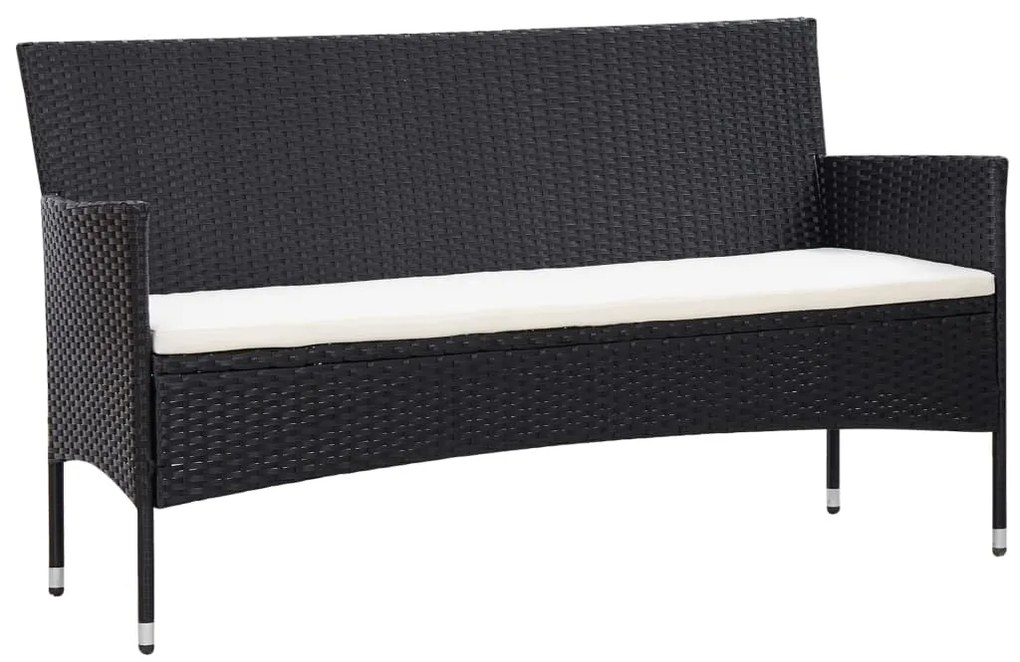 5 pcs conjunto lounge de jardim c/ almofadões vime PE preto