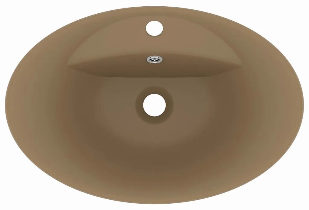 Lavatório luxuoso oval 58,5x39 cm cerâmica creme mate