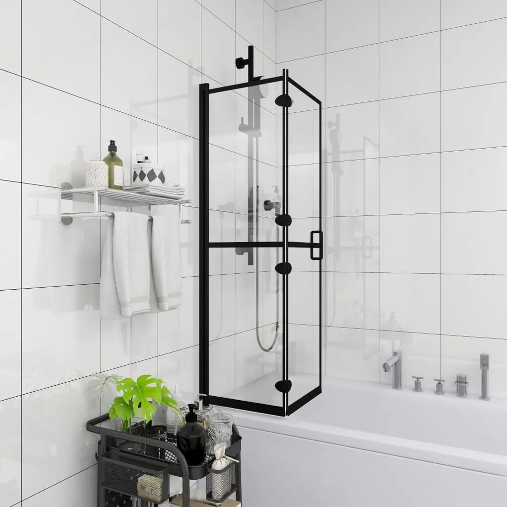 150819 vidaXL Divisória de chuveiro dobrável ESG 100x140 cm preto