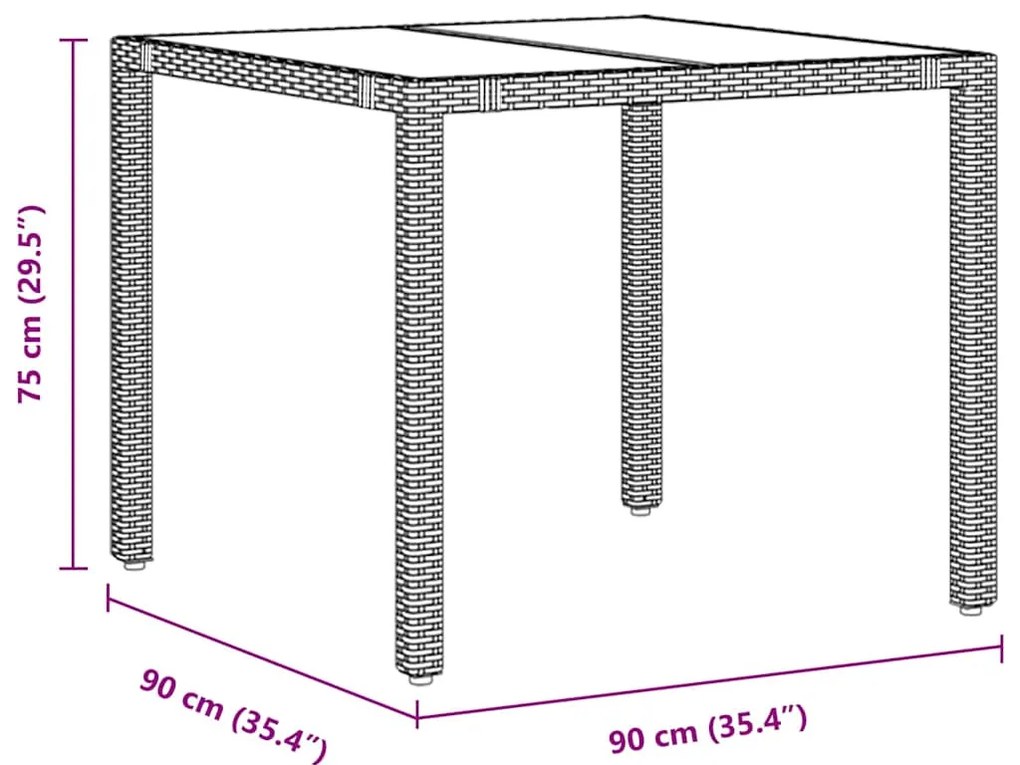 Conjunto de Jantar de Jardim vidaXL 3 Peças Cinza Polyrattan