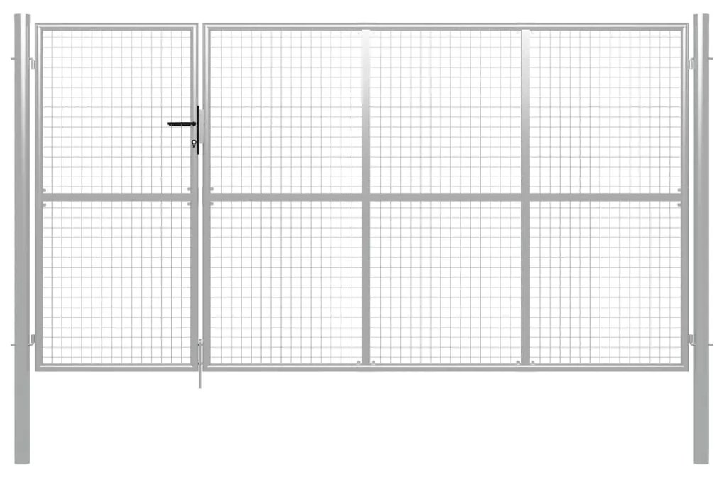vidaXL Portão de jardim 350x150 cm aço prateado