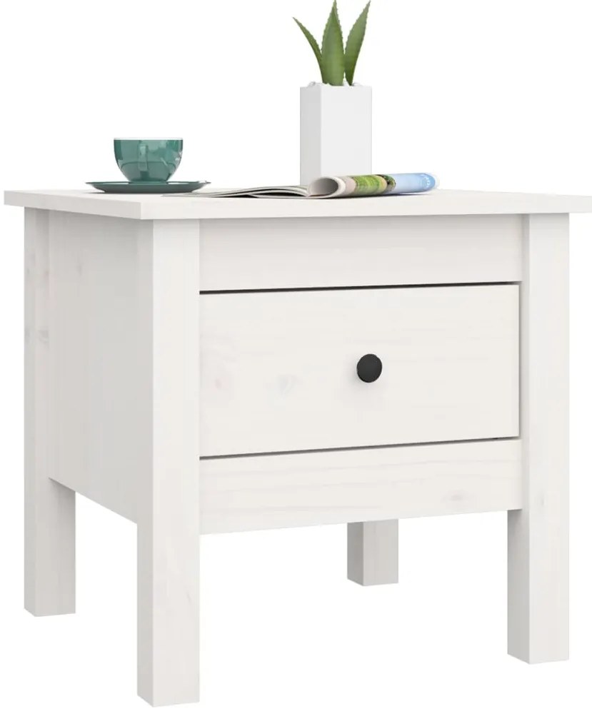 Mesas de apoio 2 pcs 40x40x39 cm madeira de pinho maciça branco