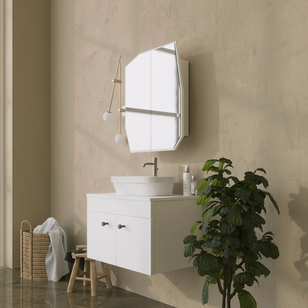 Armário de Casa de Banho Quartz – Branco – 12x45x50 cm