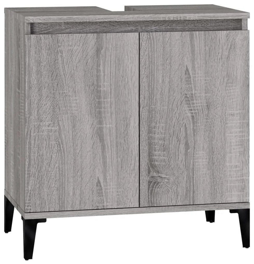 3 pcs Conjunto móveis casa de banho madeira proc. cinza sonoma