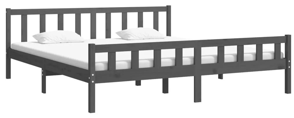 Estrutura de cama 200x200 cm madeira maciça cinzento