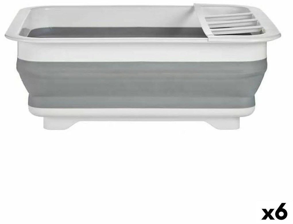 Escorredor de Cozinha Dobrável Branco Cinzento Polipropileno TPR 37,9 x 29,3 x 12 cm (6 Unidades)