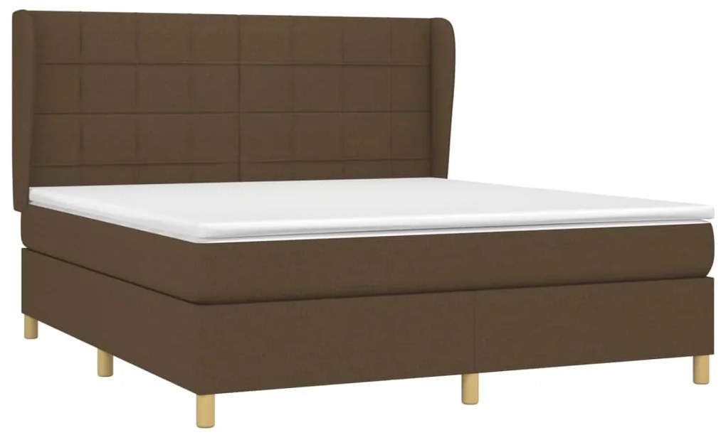 Cama com molas/colchão 160x200 cm tecido castanho-escuro