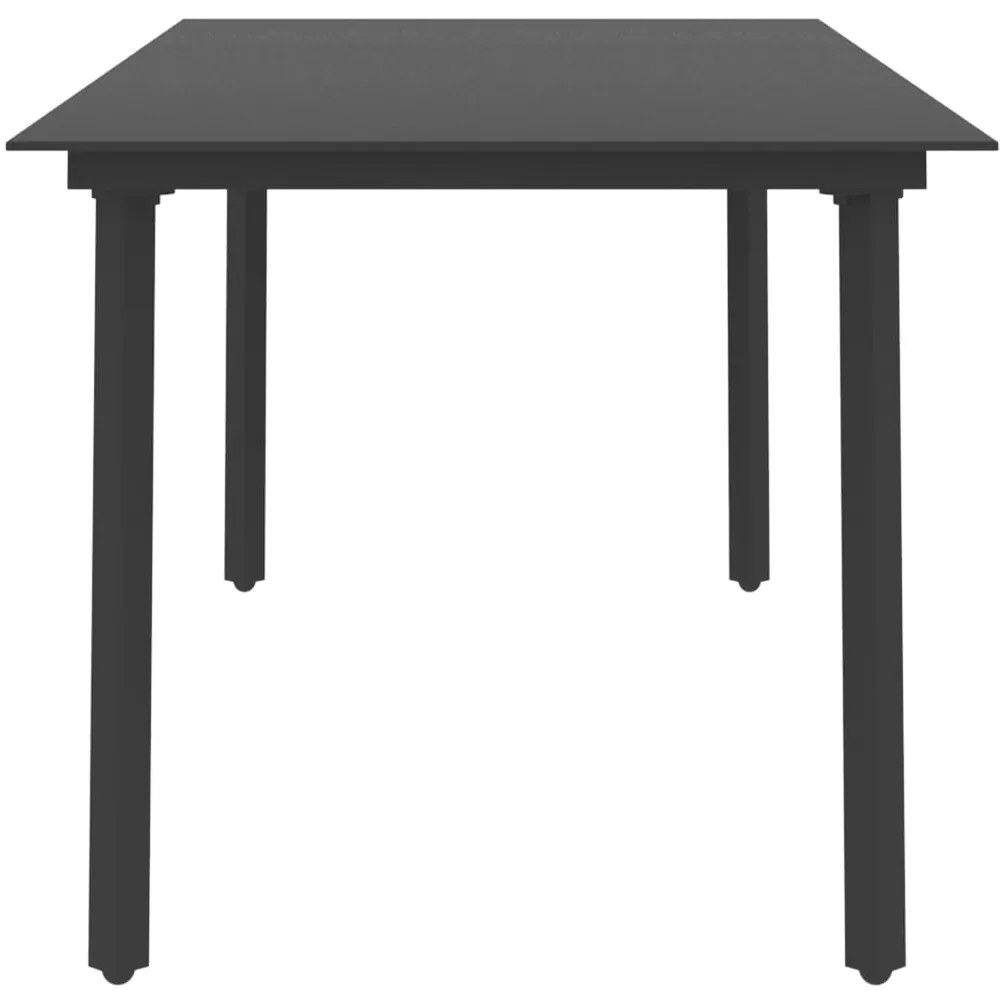 Mesa de jantar para jardim 190x90x74 cm aço e vidro preto