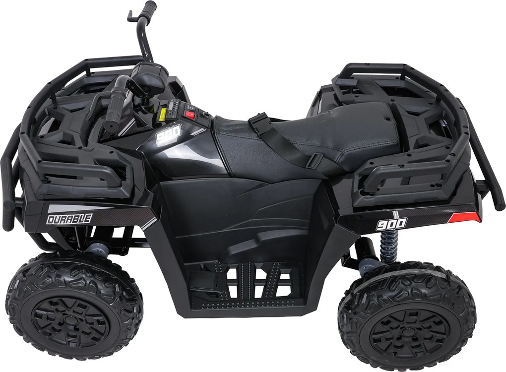 Moto 4 eletrica Crianças ATV WOLF 24V 4x4, 4 motores 200W, Rodas de espuma EVA, Assento Couro ecológico Preta