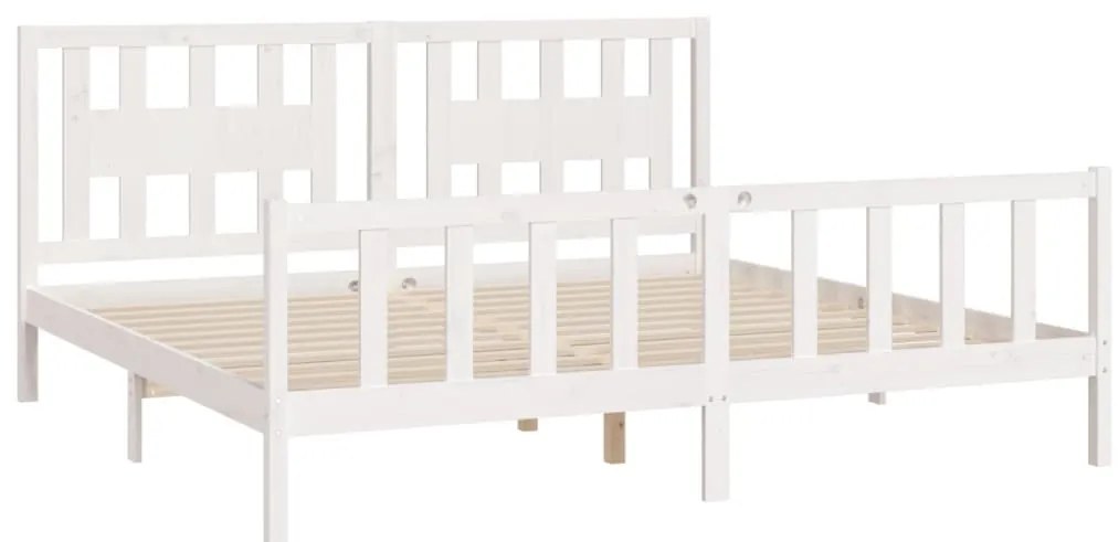 Estrutura de cama com cabeceira 200x200 cm pinho maciço branco