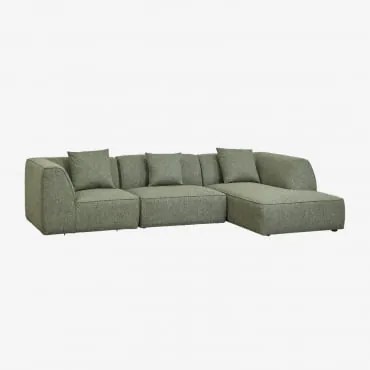 Sofá Modular Chaise Longue Direito De 3 Peças Estofado Cardea Bouclé Verde Sálvia - Sklum