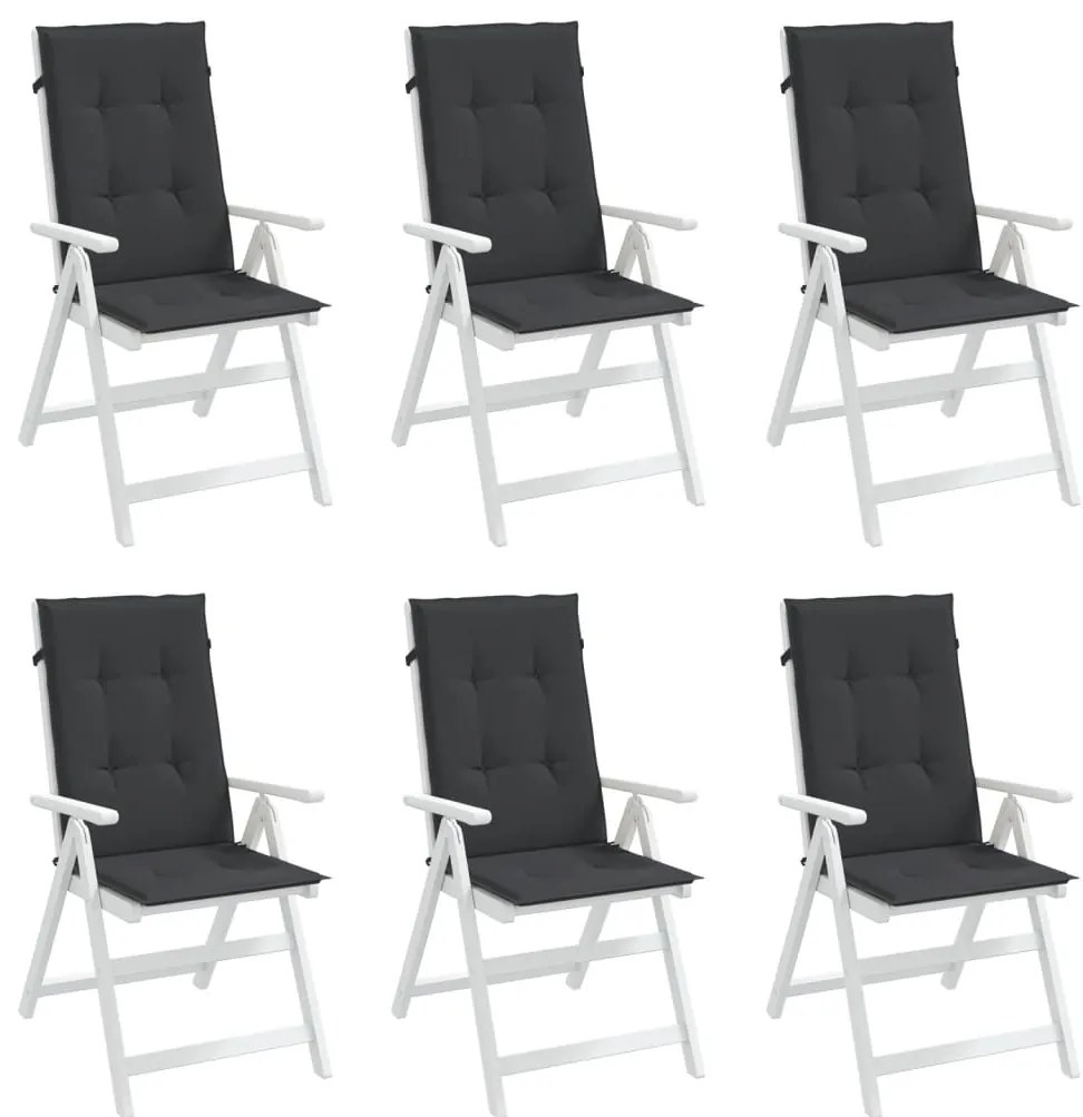 Almofadões para cadeiras altas de jardim 6 pcs tecido preto