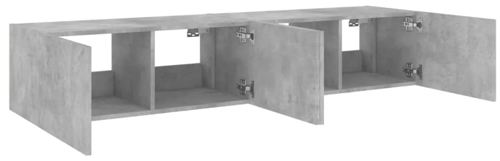 Móveis de parede para TV com luzes LED 2 pcs cinzento cimento