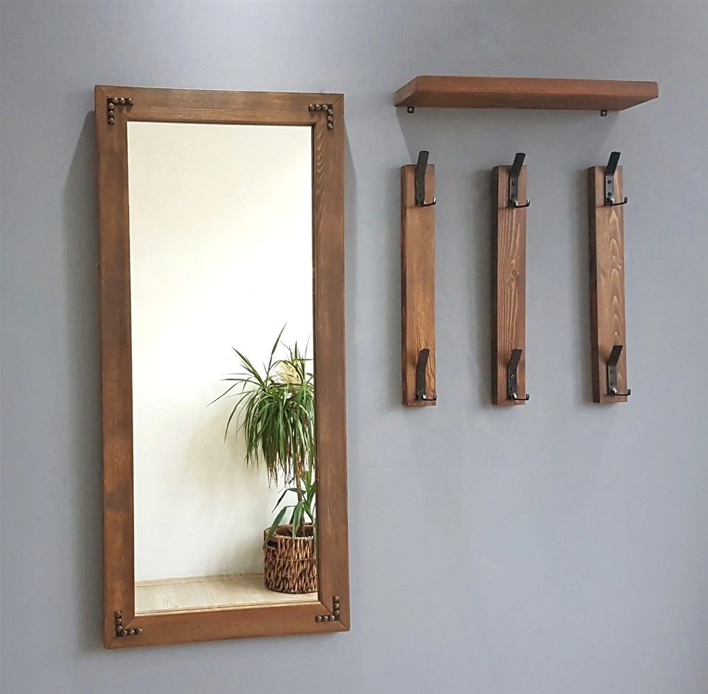 Hall Stand V109 – Walnut – Prateleira: 50x15 cm, Espelho: 50x110 cm, G