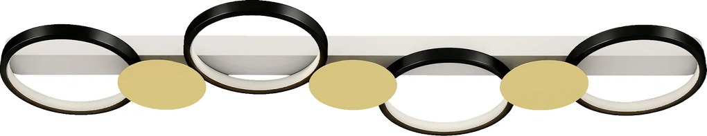 Candeeiro de Teto Regulável com 4 Focos Controlo Remoto Modos de Cena 1500 lm 38 W 3000 K-6500 K 100x31x7 cm Preto e Dourado